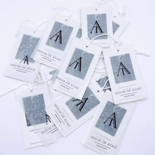 Custom Two-Piece Frosted & Opaque Hangtags for Garments & Handcrafts