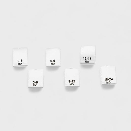 Printed Sew-On Size Labels for Children's 0-2 Years