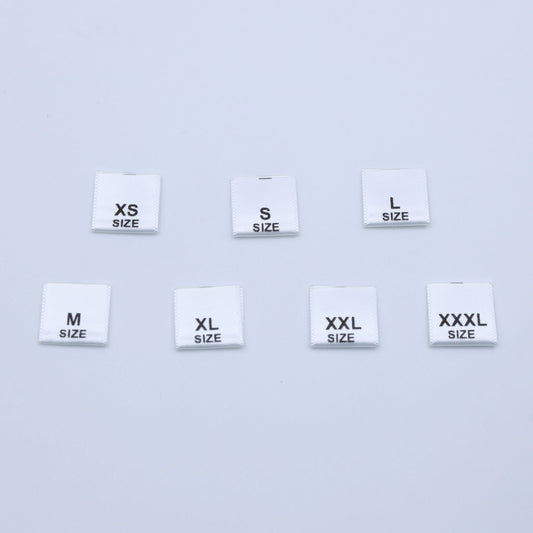 Printed Sew-On Size Labels – XS, S, M, L, XL, XXL, XXXL